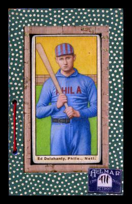 Picture, Helmar Brewing, T206-Helmar Card # 411, Ed DELAHANTY (HOF), Striped cap, Philadelphia Phillies